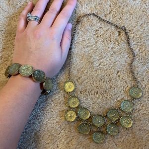 Greenish Gold Bubble Necklace and Matching Bracelet